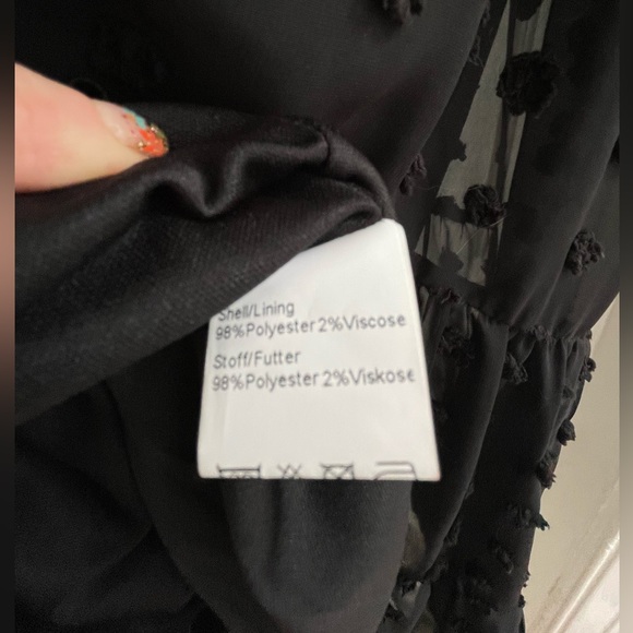 Hanna Nikole Women's Size US 16 Black Swiss Dot Sheer Tiered Dress - Picture 4 of 5